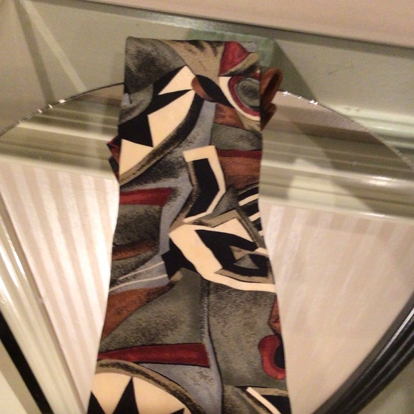 🛍3 for $30🛍Vintage America multicoloured abstract print silk tie - Picture 2 of 2